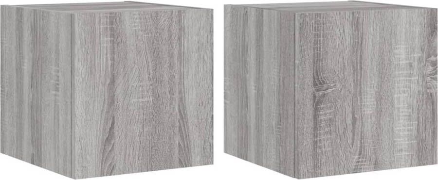 VidaXL Tv-wandmeubels LED 2 stuks Grijs eiken Tv-wandmeubel Tv-wandmeubelen Zwevend Tv-meubel Tv-wandmeubel