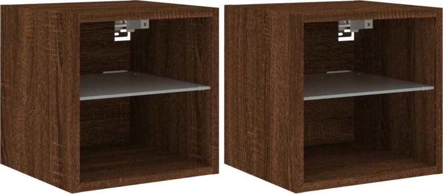VidaXL Tv-wandmeubels 2 stuks Bruin eiken LED Tv-meubel Tv-wandmeubel Woonkamerdecoratie Led-verlichting Bergruimte