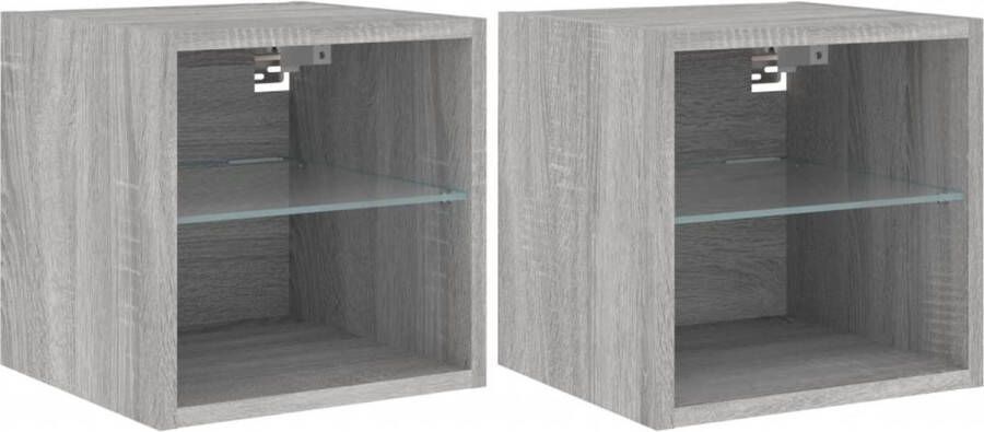 VidaXL -Tv-wandmeubels-met-LED-2-st-30x28 5x30-cm-grijs-sonoma-eiken - Foto 4