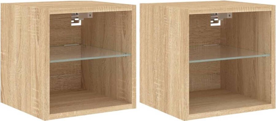 VidaXL -Tv-wandmeubels-met-LED-2-st-30x28 5x30-cm-sonoma-eikenkleurig - Foto 4