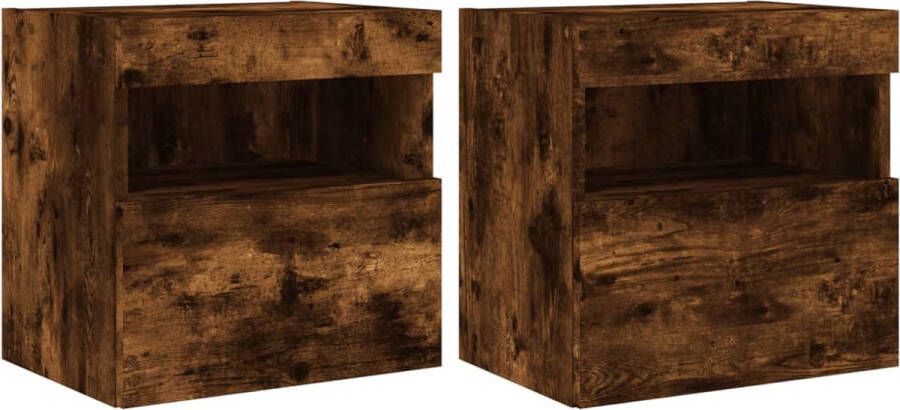 VidaXL -Tv-wandmeubels-met-LED-2-st-40x30x40-cm-gerookt-eikenkleurig - Foto 4
