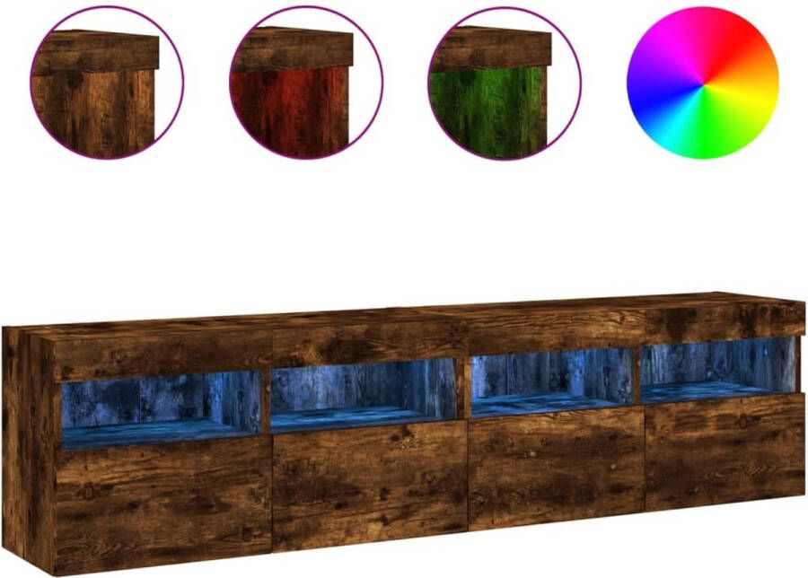 VidaXL -Tv-wandmeubels-met-LED-2-st-80x30x40-cm-gerookt-eikenkleurig - Foto 4