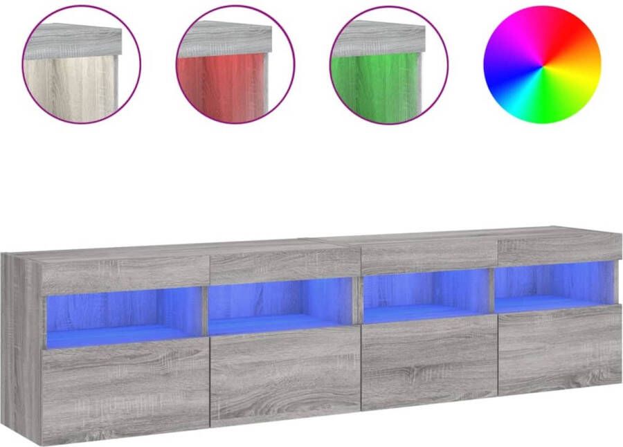 VidaXL -Tv-wandmeubels-met-LED-2-st-80x30x40-cm-grijs-sonoma-eikenkleur - Foto 4