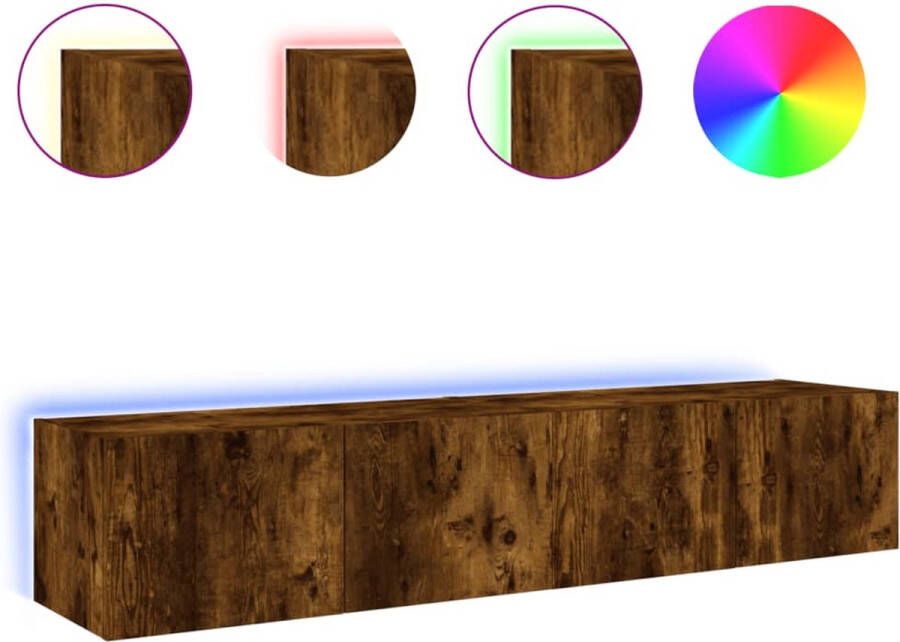 VidaXL -Tv-wandmeubels-met-LED-2-st-80x35x31-cm-gerookt-eikenkleurig - Foto 3