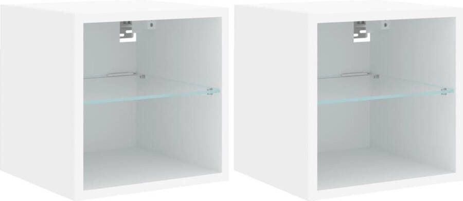 VidaXL Tv-wandmeubels LED-verlichting Wit 2 stuks Tv-wandmeubel Tv-wandmeubelen Wandkast Tv-meubel
