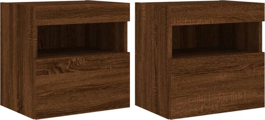 VidaXL -Tv-wandmeubels-met-LED-verlichting-2-st-40x30x40-cm-bruineiken - Foto 4