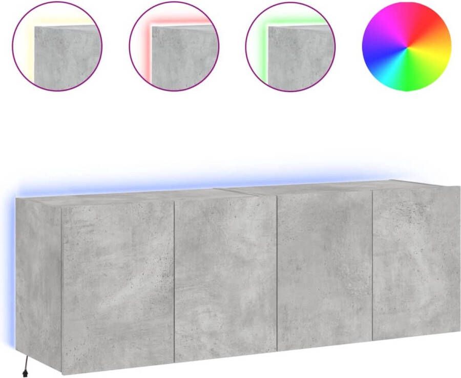VidaXL -Tv-wandmeubels-met-LED-verlichting-2-st-60x35x41-cm-betongrijs - Foto 4