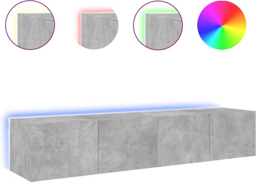 VidaXL -Tv-wandmeubels-met-LED-verlichting-2-st-80x35x31-cm-betongrijs - Foto 4