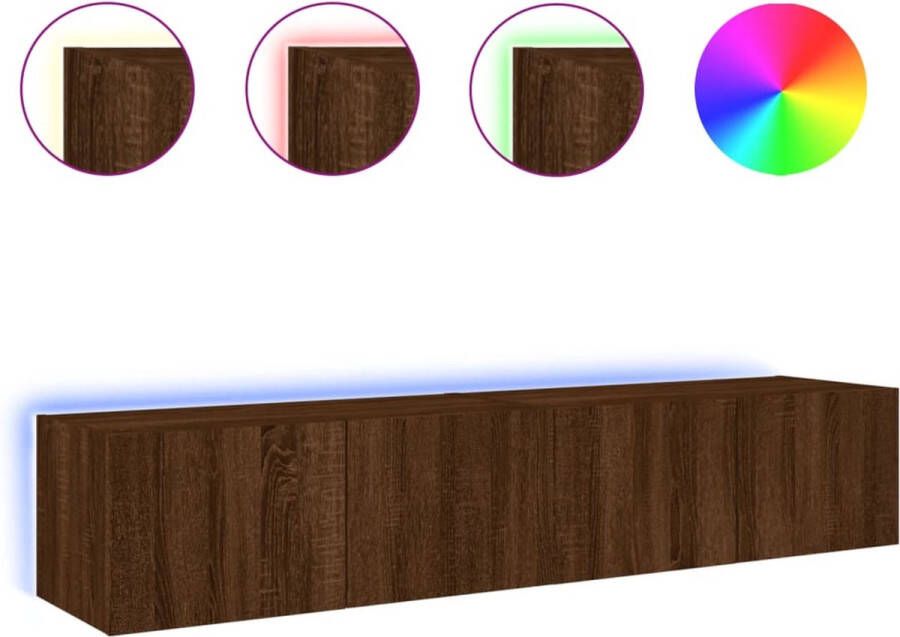 VidaXL -Tv-wandmeubels-met-LED-verlichting-2-st-80x35x31-cm-bruineiken - Foto 3