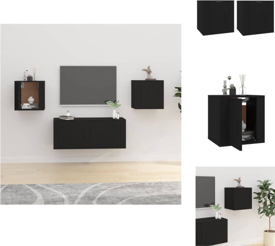 VidaXL Tv-kast Tv-kasten Televisiekast Bijzetkast Tv-wandmeubels 2 st 40x34 5x40 cm zwart
