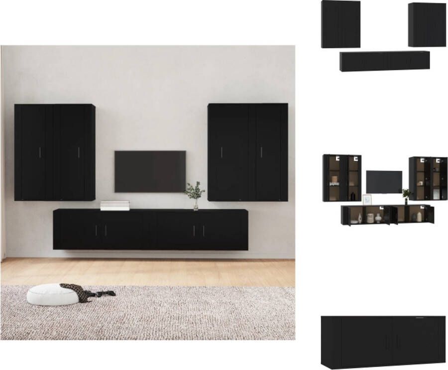 VidaXL Tvkastenset 4x 40x34.5x100 cm 2x 100x34.5x40 cm zwart Kast