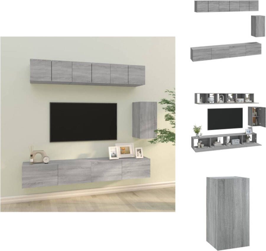 VidaXL Tvmeubelset Klassieke Grijs Sonoma Eiken 3x 60x30x30cm 1x 30.5x30x60cm 2x 100x30x30cm Kast