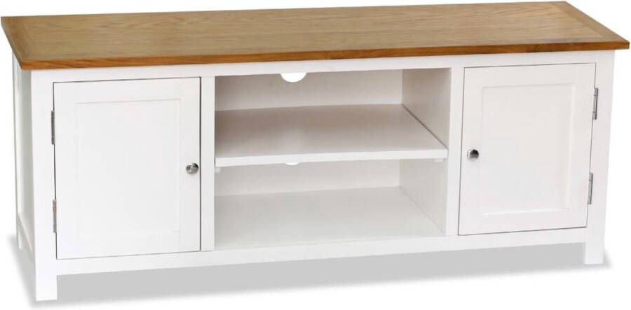 vidaXL Tweekleurig Tv-meubel 120 x 35 x 48 cm massief eikenhout en grenenhout Kast