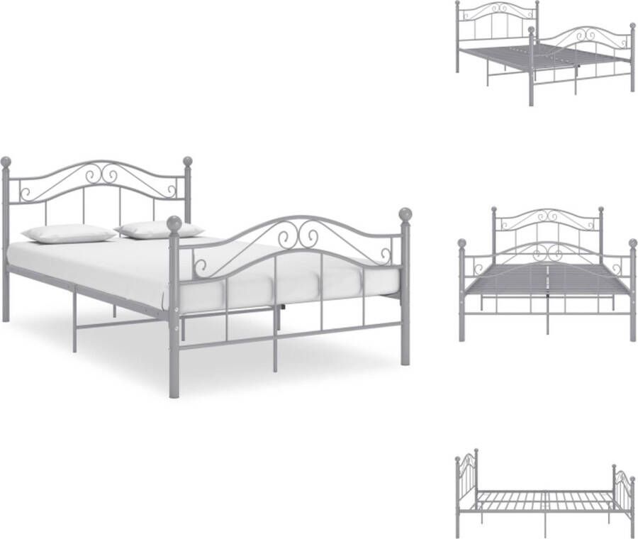 VidaXL Bedframe Bedframes Tweepersoonsbed Tweepersoonsbedden Bedframe metaal grijs 120x200 cm