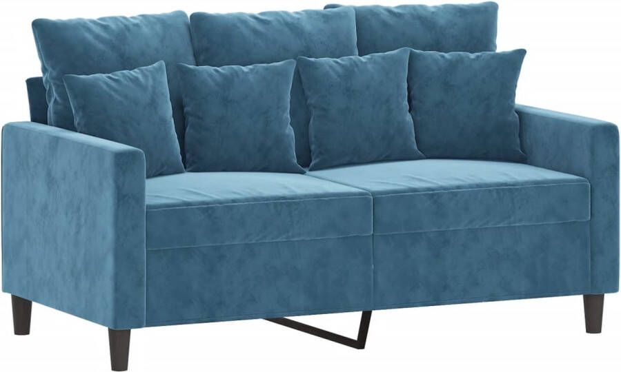 VidaXL -Tweezitsbank-120-cm-fluweel-blauw - Foto 2