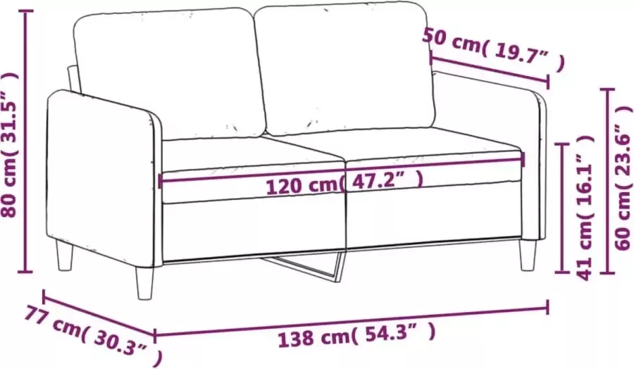 VIDAXL Tweezitsbank 120 cm fluweel bruin - Foto 2