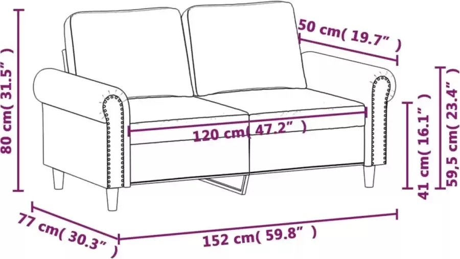 VIDAXL Tweezitsbank 120 cm fluweel crèmekleurig - Foto 3