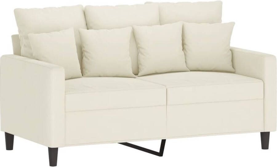 The Living Store 2-zitsbank fluweel crème 138 x 77 x 80 cm Stevig metalen frame Tweezitsbank Fluweelb Bank Creme Bank Salontafel Lounge Meubilair - Foto 2