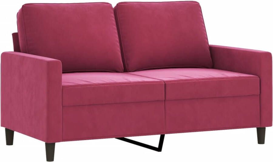 The Living Store 2-zitsbank Fluweel Wijnrood 138 x 77 x 80 cm Stevig metalen frame Tweezitsbank Fluweelbank Rode Bank Salontafel Bankstellen - Foto 2