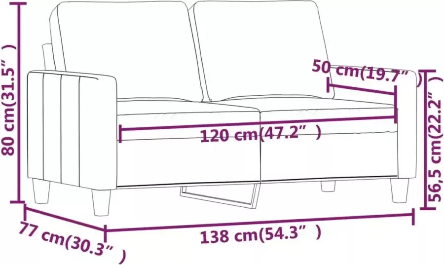 VidaXL Tweezitsbank 120 cm kunstleer grijs - Foto 2