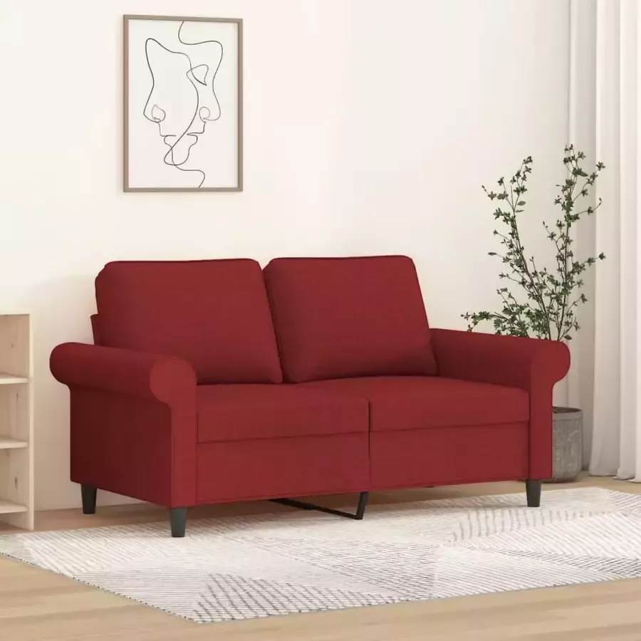 VidaXL Tweezitsbank 120 cm stof wijnrood