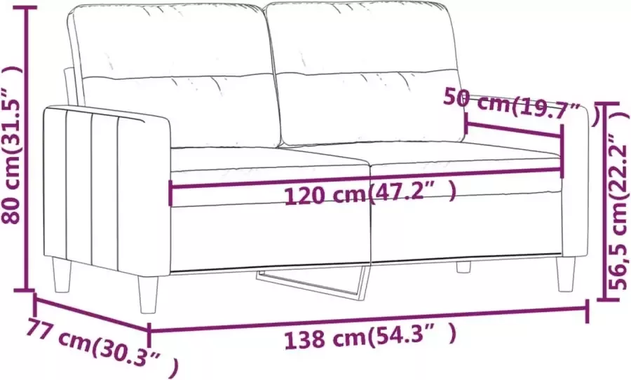 VidaXL Tweezitsbank 120 cm stof zwart - Foto 3