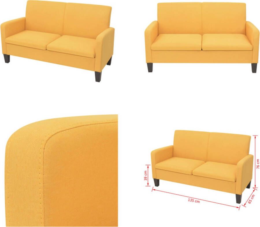 VidaXL Tweezitsbank 135x65x76 cm geel Tweezitsbank Tweezitsbanken Tweezits Bank Tweezits Banken
