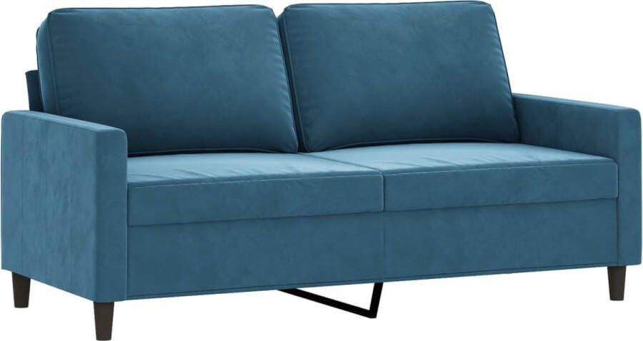 The Living Store Zitsbank Fluwelen 2-zitsbank 158 x 77 x 80 cm Blauw fluweel Eenvoudig ontwerp stevig frame comfortabele zitervaring Tweezitsbank Banksofa Fluweelbanks Blauwe Bank Salontafel - Foto 2