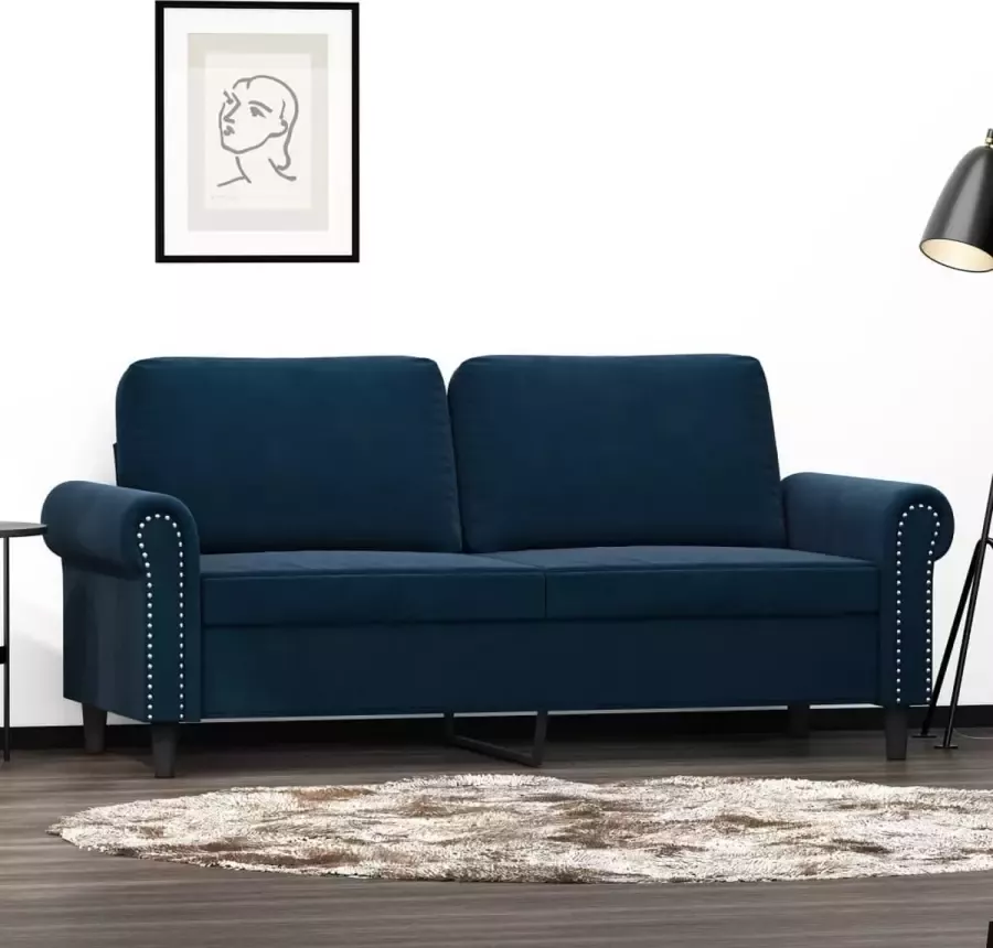 VidaXL Tweezitsbank 140 cm fluweel blauw