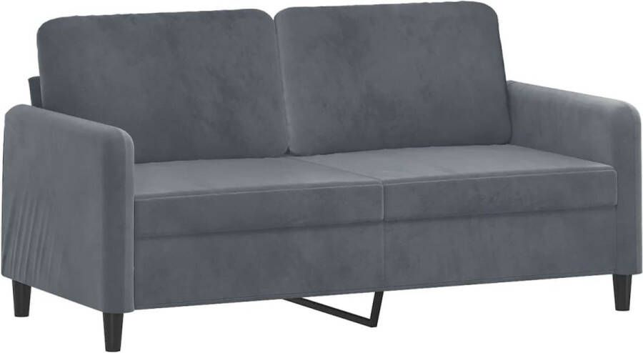 The Living Store Bank Fluweel Donkergrijs 2-Zits Stevig Frame en Comfortabele Zitting 158 x 77 x 80 cm Tweezitsbank Donkergrijs Fluweel Salontafel Banksofa - Foto 2