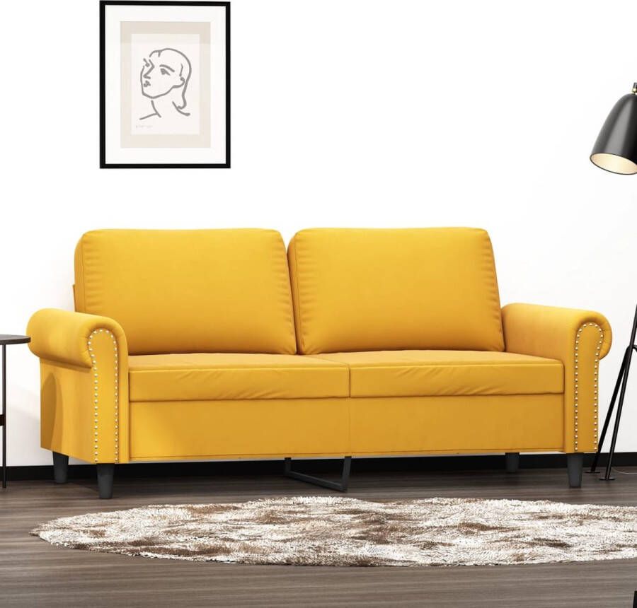 The Living Store Fluweel 2-zitsbank Geel 172 x 77 x 80 cm Stevig frame Tweezitsbank Banks Kopen Lounge Meubilair Salontafel Huiskamer Decoratie - Foto 2