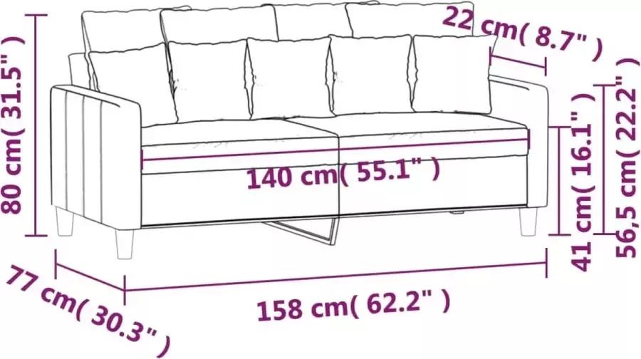 VidaXL Tweezitsbank 140 cm fluweel roze - Foto 2