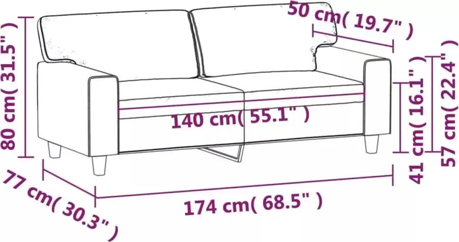 VidaXL Tweezitsbank 140 cm kunstleer crèmekleurig - Foto 4