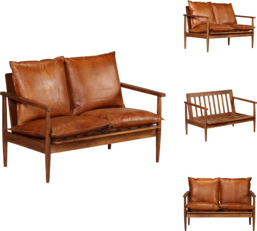 VidaXL Bank Banken Tweezitsbank Tweezitsbanken Tweezitsbank echt leer met acaciahout bruin
