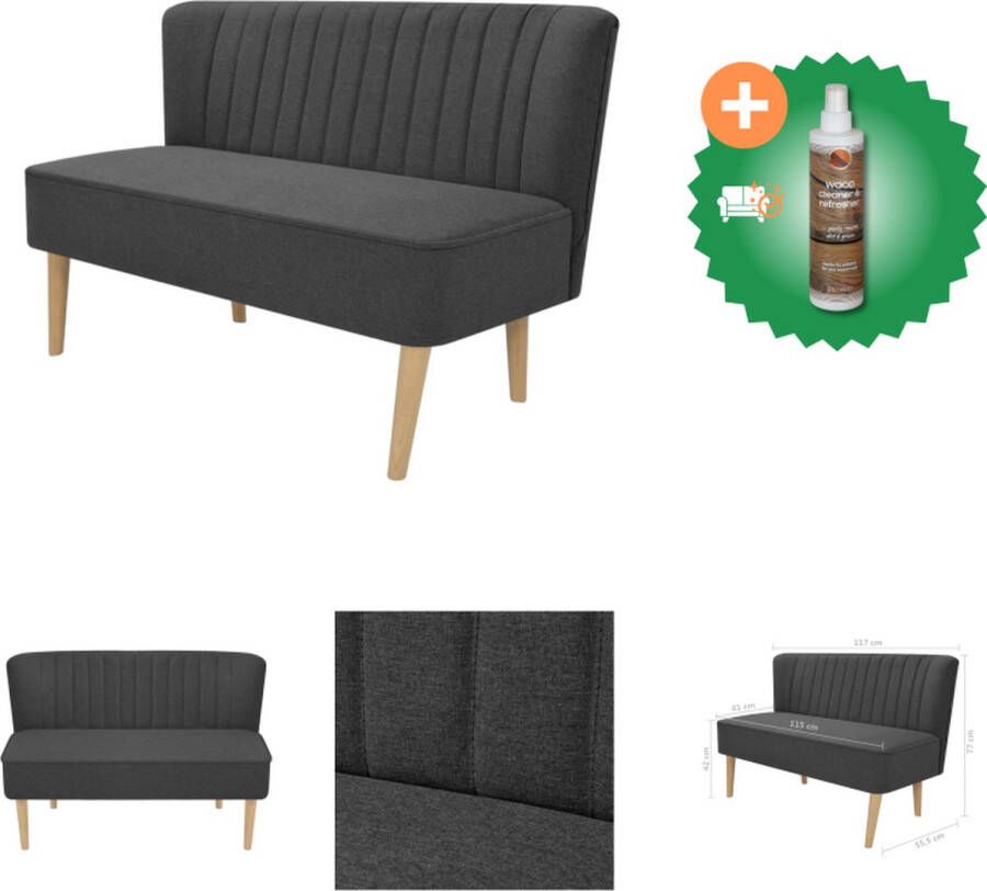 VidaXL Tweezitsbank Donkergrijs 117x55.5x77 cm Stoffen bekleding Bank Inclusief Houtreiniger en verfrisser