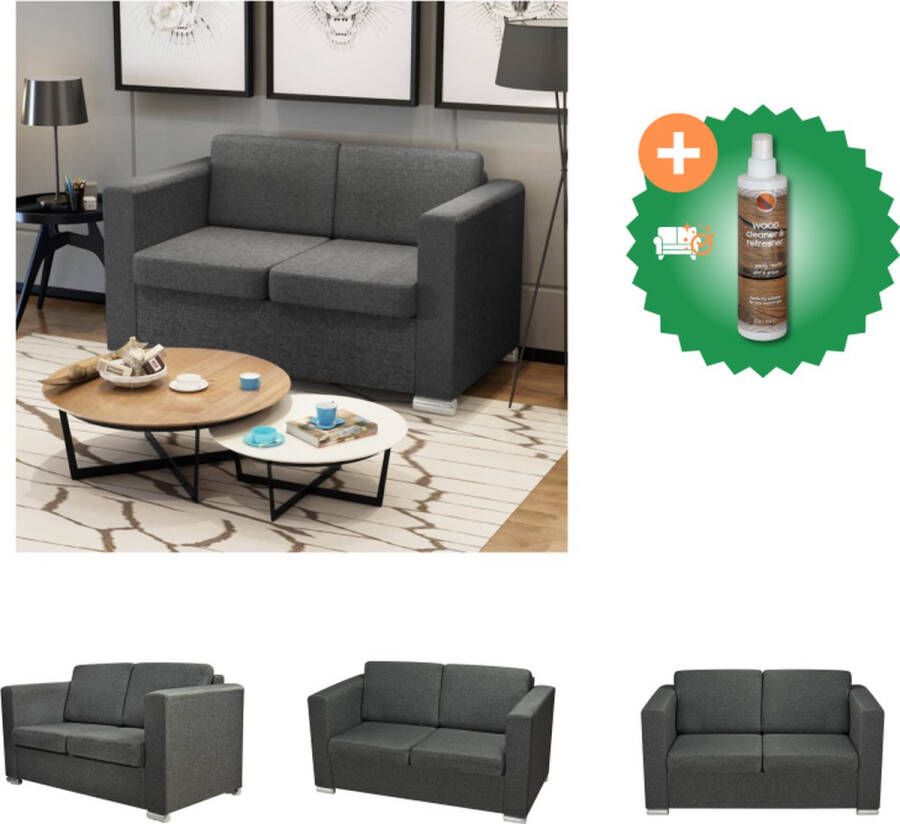 VidaXL Tweezitsbank Donkergrijs 137 x 73 x 78 cm Houten frame stoffen bekleding Bank Inclusief Houtreiniger en verfrisser