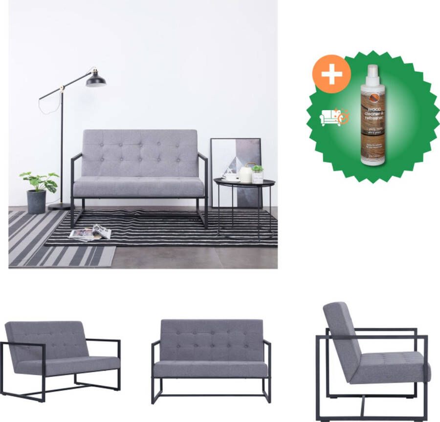 VidaXL Tweezitsbank lichtgrijs 114x78x81 cm stabiel en comfortabel Bank Inclusief Houtreiniger en verfrisser