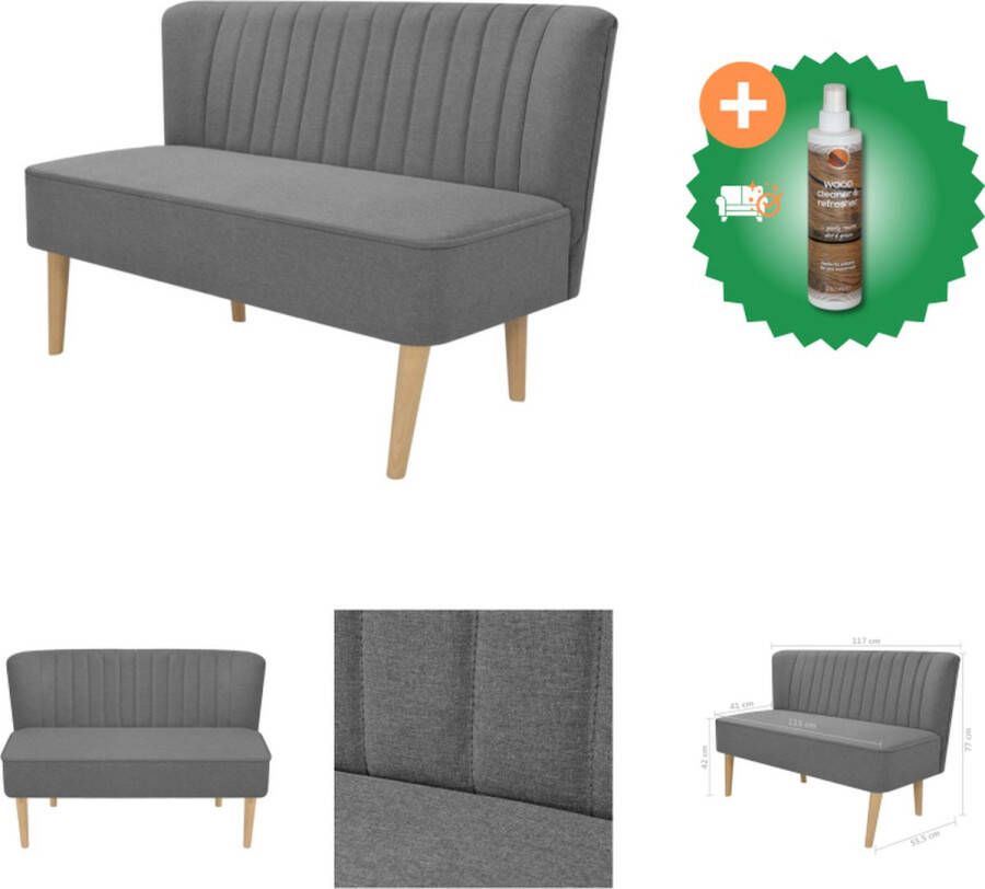 VidaXL Tweezitsbank Lichtgrijs 117 x 55.5 x 77 cm Slijtvaste stoffen bekleding Bank Inclusief Houtreiniger en verfrisser