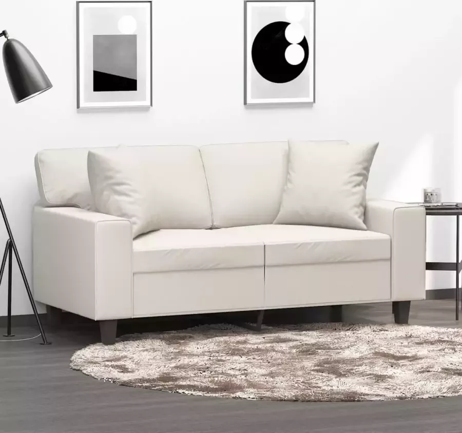 VidaXL Tweezitsbank met kussens 120 cm kunstleer crème