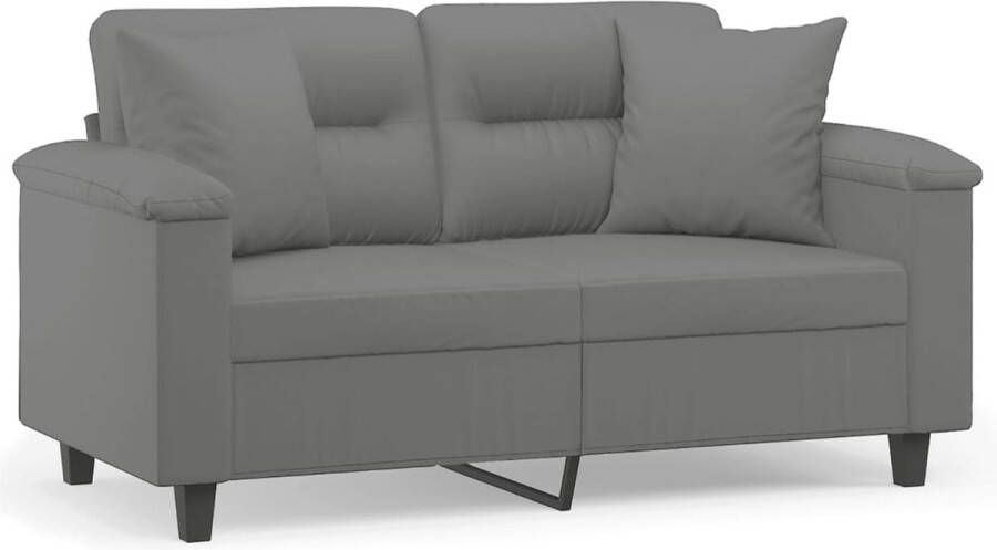 VidaXL Tweezitsbank Donkergrijs Inclusief Kussens Tweezitsbank Microfiber Sofa Donkere Grijze Bank Lounge Bank Relax Stoffen Bank