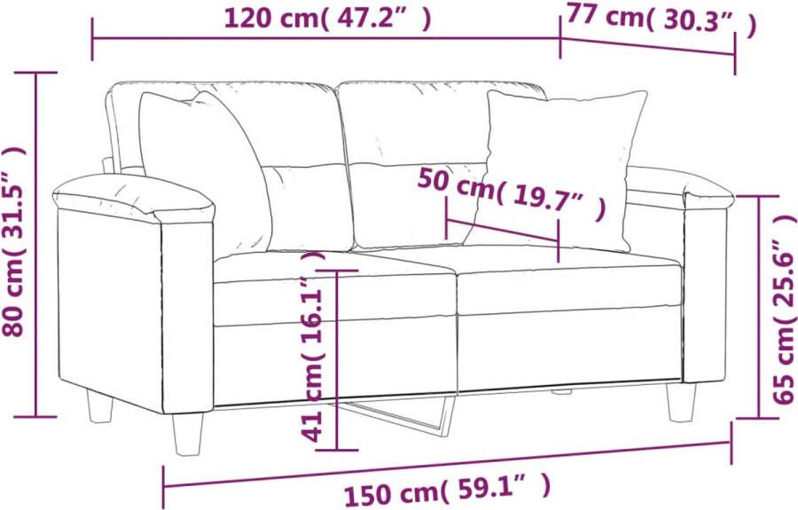 VidaXL -Tweezitsbank-met-kussens-120-cm-microvezelstof-donkergrijs - Foto 2