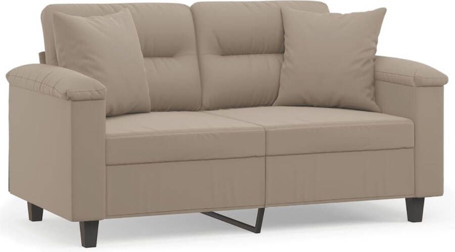 VidaXL -Tweezitsbank-met-kussens-120-cm-microvezelstof-taupe - Foto 2