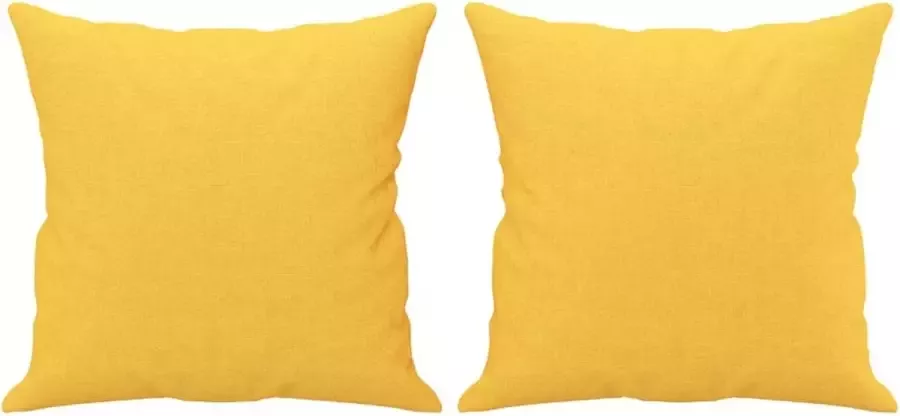 VidaXL Tweezitsbank met kussens 120 cm stof lichtgeel - Foto 2