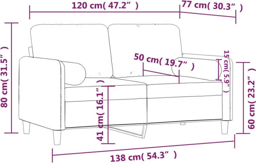 VidaXL -Tweezitsbank-met-sierkussens-120-cm-fluweel-bruin - Foto 3