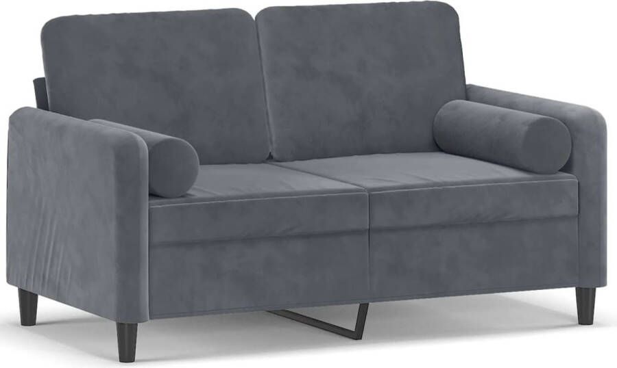 The Living Store Tweezitsbank met sierkussens 120 cm fluweel donkergrijs Tweezitsbank Donkergrijs Velvet Lounge Bank Banks Kopen Interieur Meubilair - Foto 2