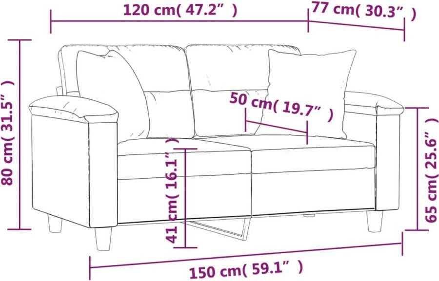 Vida XL vidaXL Tweezitsbank met sierkussens 120 cm kunstleer zwart-VXL-3200983 - Foto 2