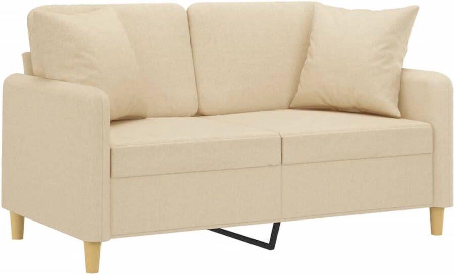 The Living Store Tweezitsbank met sierkussens 120 cm stof crèmekleurig Tweezitsbank Banksofa Lounge Sofa Stoffen Bank Modern Design - Foto 2