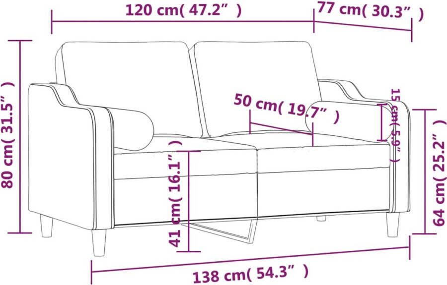 VidaXL -Tweezitsbank-met-sierkussens-120-cm-stof-donkergrijs - Foto 2