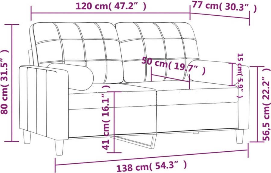 Vida XL vidaXL Tweezitsbank met sierkussens 120 cm stof lichtgrijs-VXL-3200774 - Foto 4