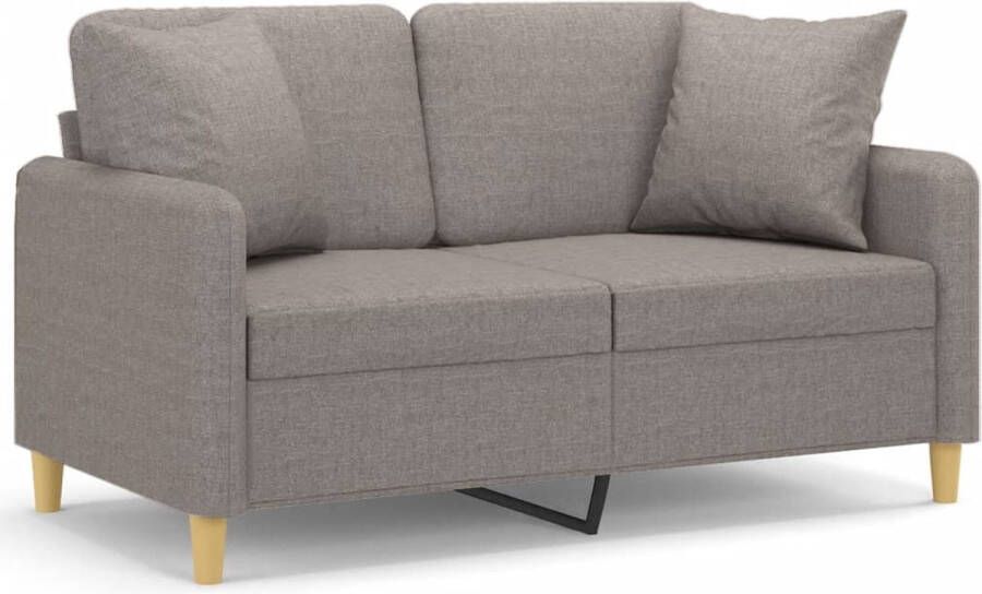 The Living Store Tweezitsbank met sierkussens 120 cm stof taupe Tweezitsbank Bankstellen Lounge Meubilair Stoffen Bank Taupe Bank - Foto 2